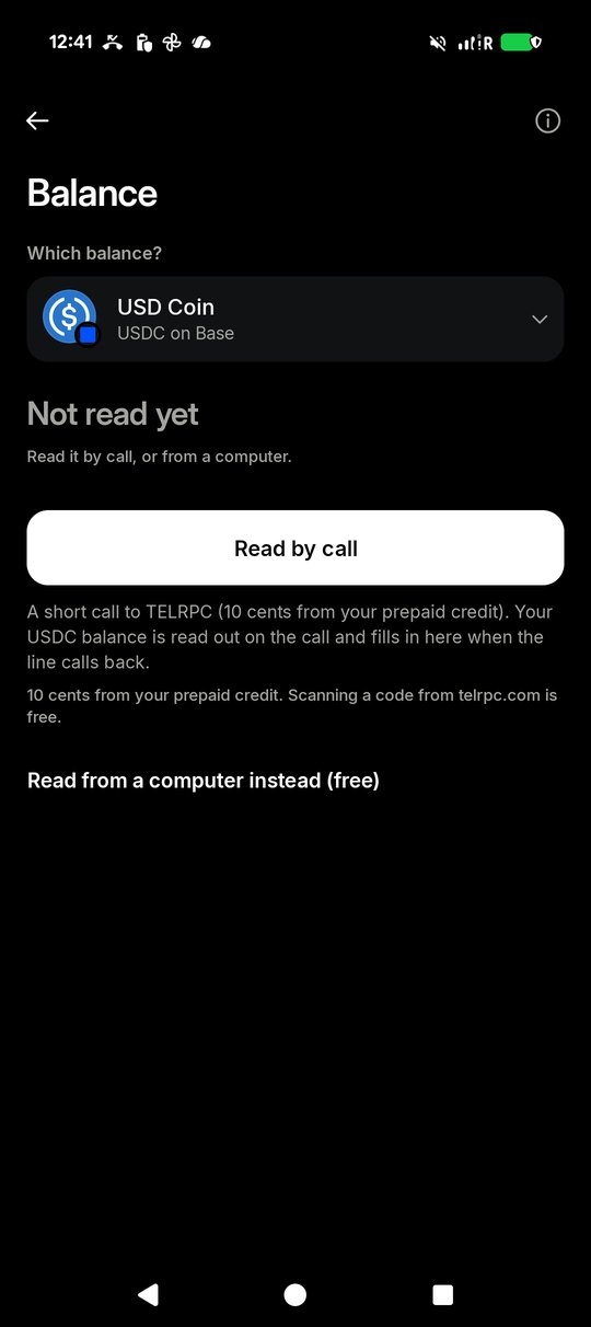 The Balance screen with a Read by call button